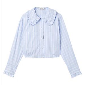 Sandro Cropped Dress Shirt in Blue